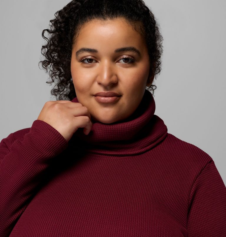 Women's Holly Hideaway Waffle Cowl Neck Pullover - Plus Size, Color: Rich Wine, image 5