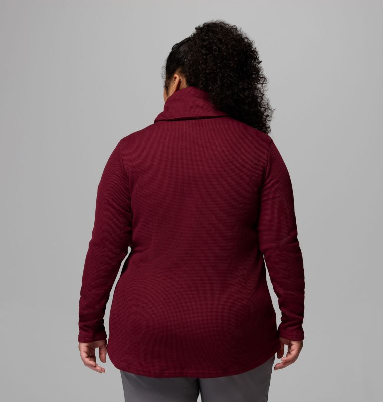 Women's Holly Hideaway Waffle Cowl Neck Pullover - Plus Size, Color: Rich Wine, image 3