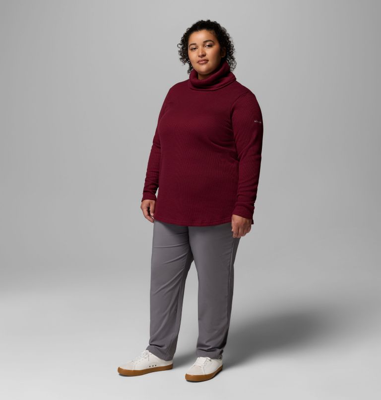 Women's Holly Hideaway Waffle Cowl Neck Pullover - Plus Size, Color: Rich Wine, image 2