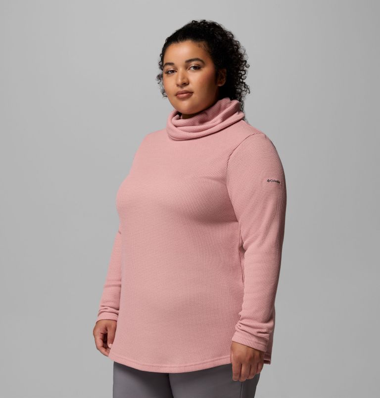 Women's Holly Hideaway Waffle Cowl Neck Pullover - Plus Size, Color: Eraser Pink, image 4