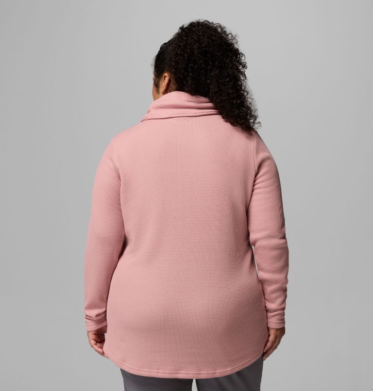 Women's Holly Hideaway Waffle Cowl Neck Pullover - Plus Size, Color: Eraser Pink, image 3