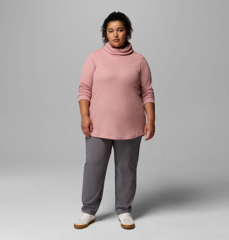 Women's Holly Hideaway Waffle Cowl Neck Pullover - Plus Size, Color: Eraser Pink, image 2