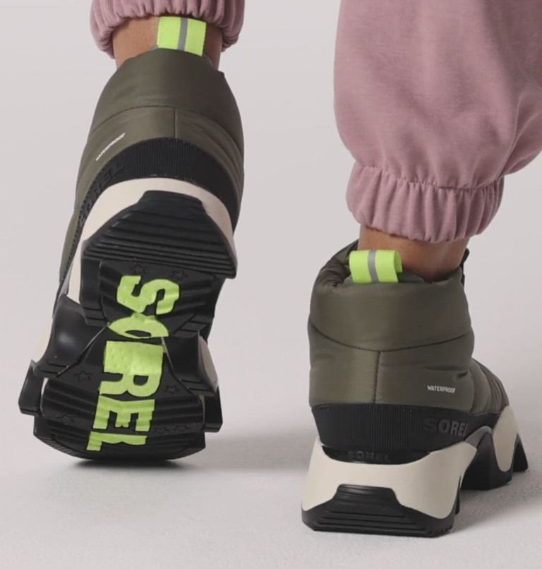 Women's Kinetic Impact Puffy Zip Boot, Color: Stone Green, Black