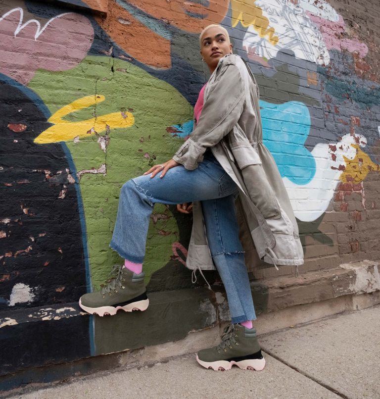 Thumbnail: Scarponcini impermeabili stile sneaker Kinetic Impact Conquest da donna, Color: Stone Green, Chalk, image 12