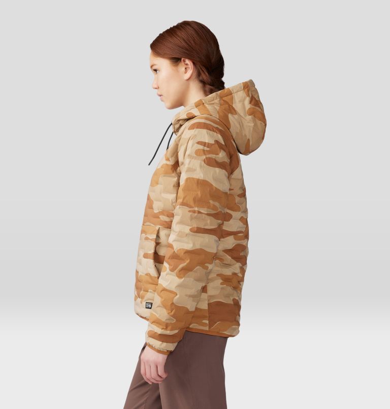 Women's Stretchdown Light Pullover Hoody, Color: Copper Clay Camo Print, image 3