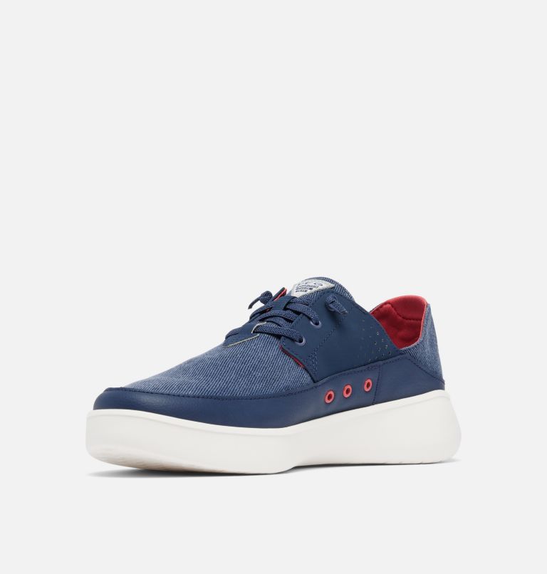 Thumbnail: Men's PFG Boatside Relaxed Shoe - Wide, Color: Collegiate Navy, Sunset Red, image 6
