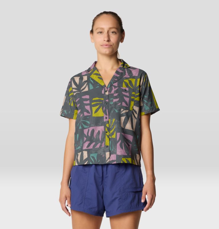 Women's Trail Sender Short Sleeve, Color: Volcanic Meadows Print, image 1