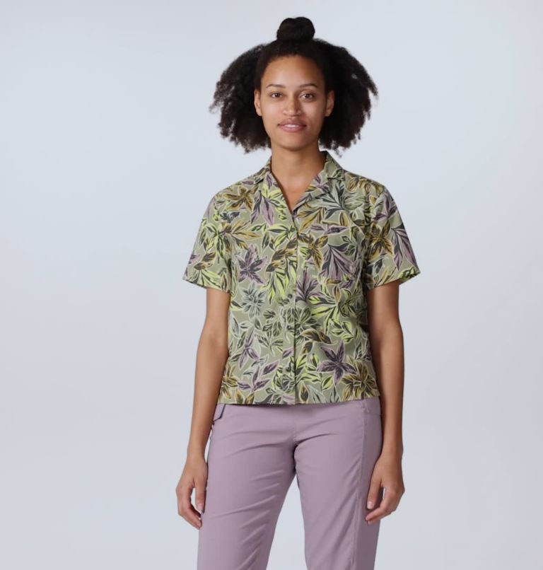 Women's Trail Sender Short Sleeve, Color: Mantis Green Floral Print