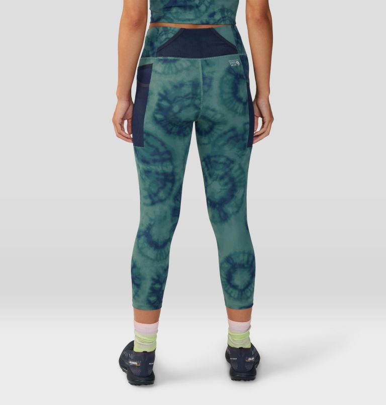 Women's Yuba Trail Crop, Color: Blue Pine Spore Dye Print, image 3