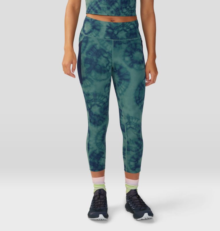 Women's Yuba Trail Crop, Color: Blue Pine Spore Dye Print, image 1