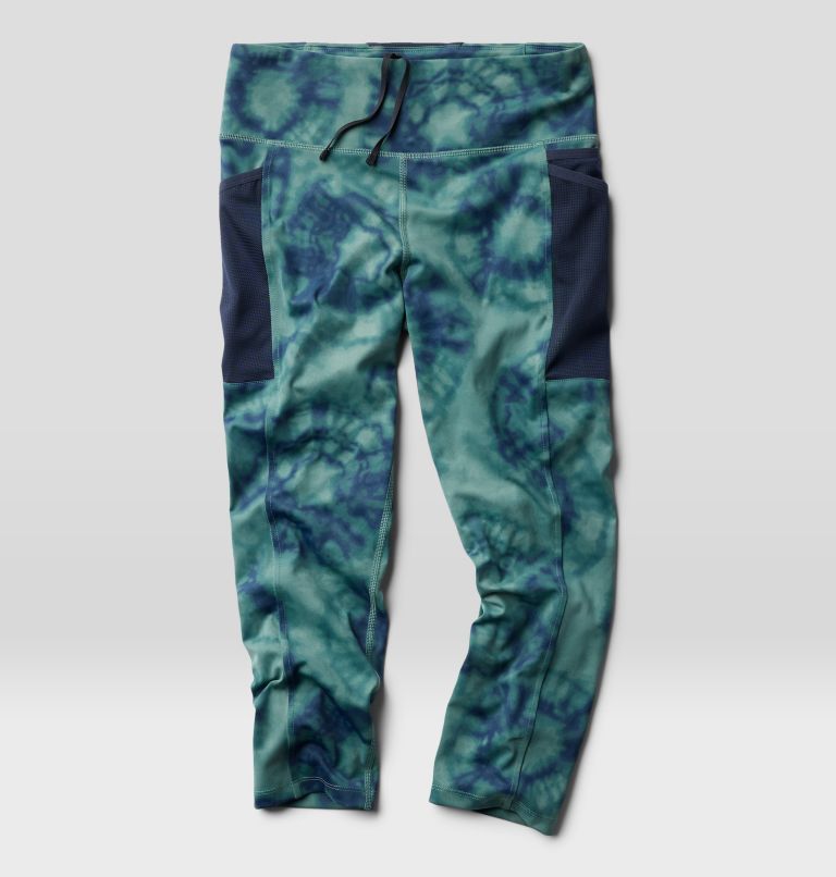 Women's Yuba Trail Crop, Color: Blue Pine Spore Dye Print, image 2