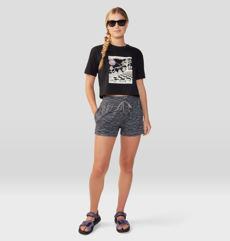 Women's Chillaction Short, Color: Ashen Sediment Check Print, image 7