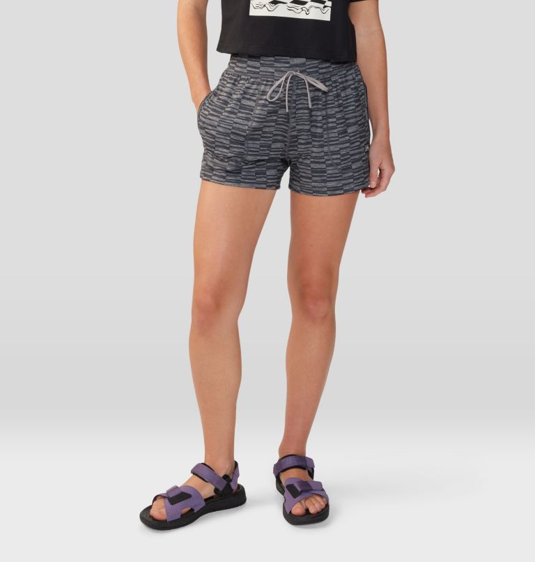 Women's Chillaction Short, Color: Ashen Sediment Check Print, image 1