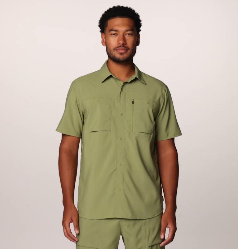 Men's Trail Sender Short Sleeve, Color: Light Cactus