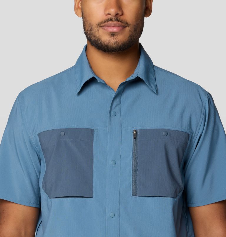 Men's Trail Sender Short Sleeve, Color: Adriatic Blue, Moon Blue, image 5
