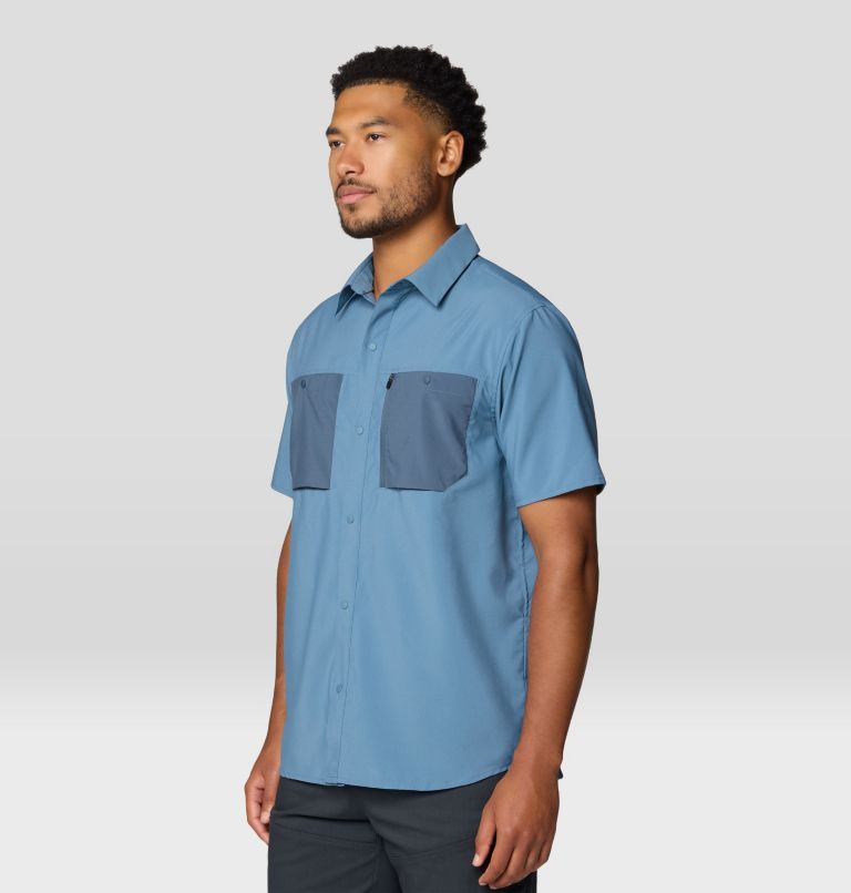 Men's Trail Sender Short Sleeve, Color: Adriatic Blue, Moon Blue, image 7