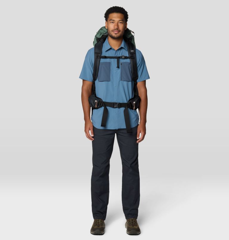 Men's Trail Sender Short Sleeve, Color: Adriatic Blue, Moon Blue, image 2