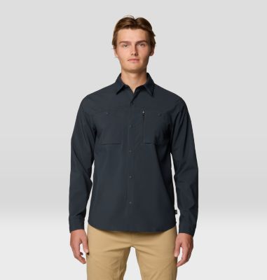 Men's Trail Sender Long Sleeve, Color: Dark Storm, image 5