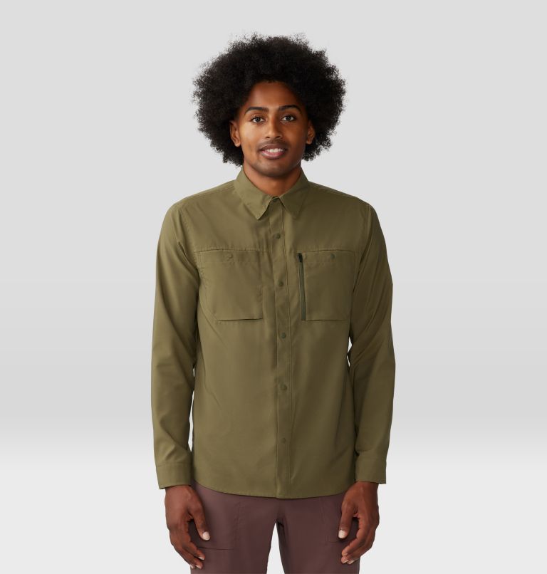 Men's Trail Sender Long Sleeve, Color: Combat Green, image 1