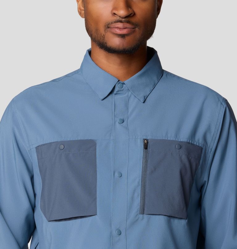 Men's Trail Sender Long Sleeve, Color: Adriatic Blue, Moon Blue, image 5