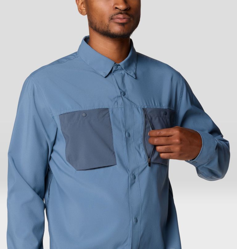 Men's Trail Sender Long Sleeve, Color: Adriatic Blue, Moon Blue, image 6