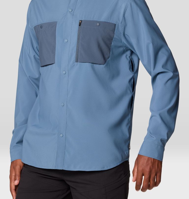 Men's Trail Sender Long Sleeve, Color: Adriatic Blue, Moon Blue, image 7