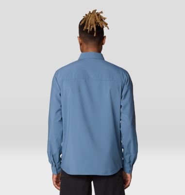 Men's Trail Sender Long Sleeve, Color: Adriatic Blue, Moon Blue, image 3