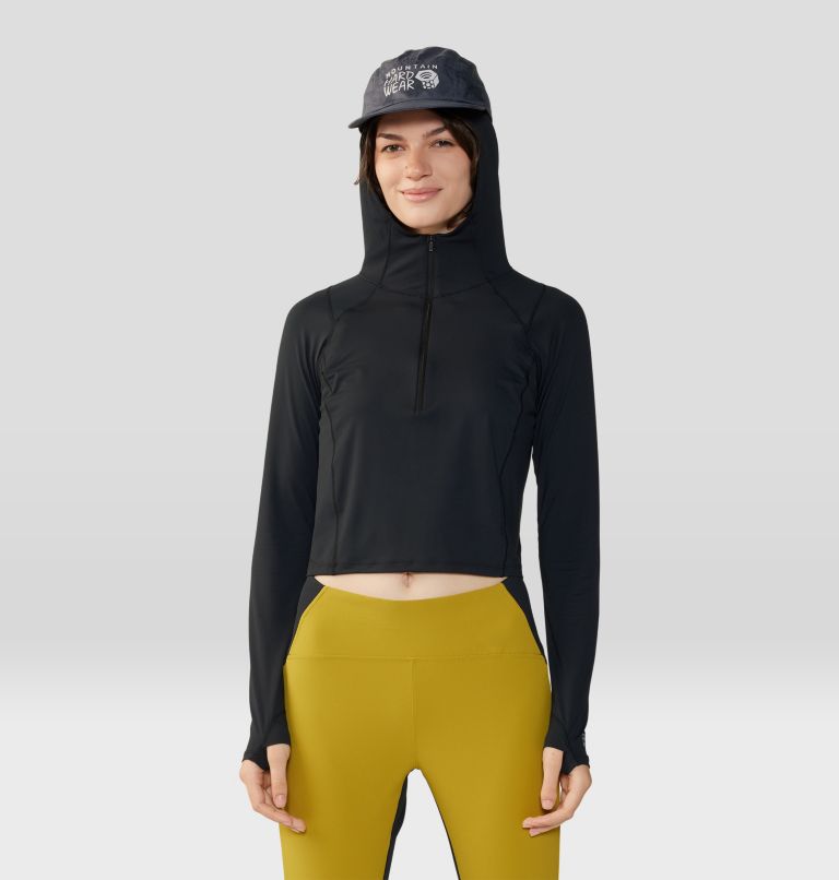 Women's Crater Lake Crop Zip, Color: Black, image 6