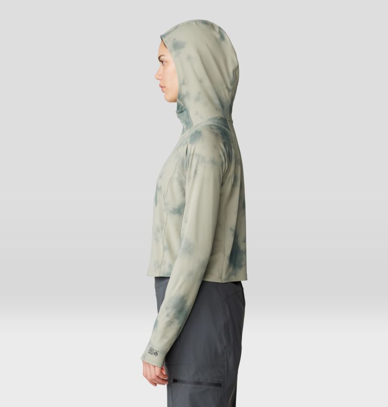 Women's Crater Lake Crop Zip, Color: White Sage Clouds Print, image 3