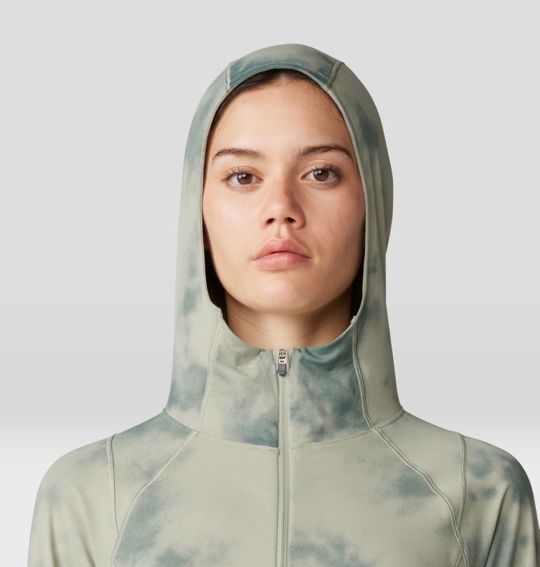 Women's Crater Lake Crop Zip, Color: White Sage Clouds Print, image 4