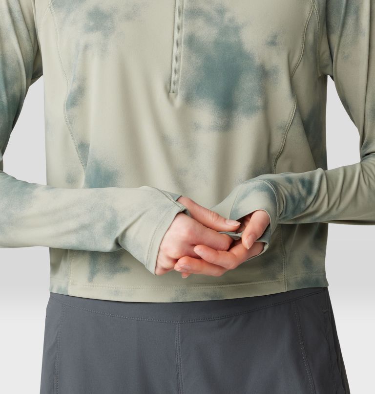 Women's Crater Lake Crop Zip, Color: White Sage Clouds Print, image 6