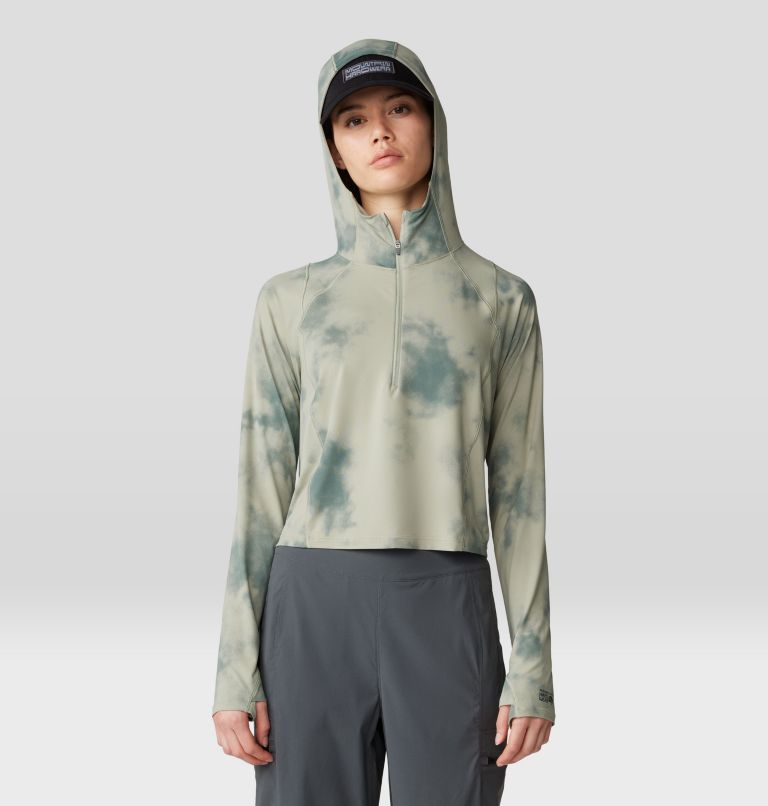 Women's Crater Lake Crop Zip, Color: White Sage Clouds Print, image 9