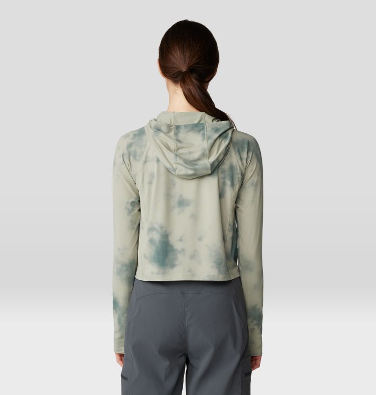 Women's Crater Lake Crop Zip, Color: White Sage Clouds Print, image 2