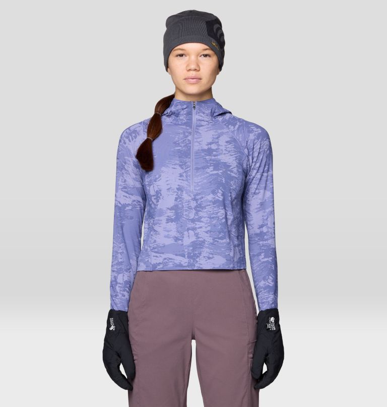 Women's Crater Lake Crop Zip, Color: Avid Inked Dye Print, image 5