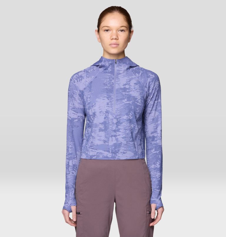 Women's Crater Lake Crop Zip, Color: Avid Inked Dye Print, image 1