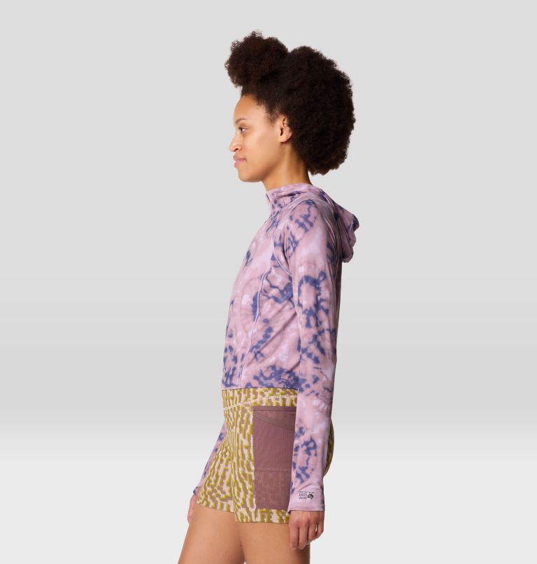 Women's Crater Lake Crop Zip, Color: Wisteria Spore Dye Print, image 3