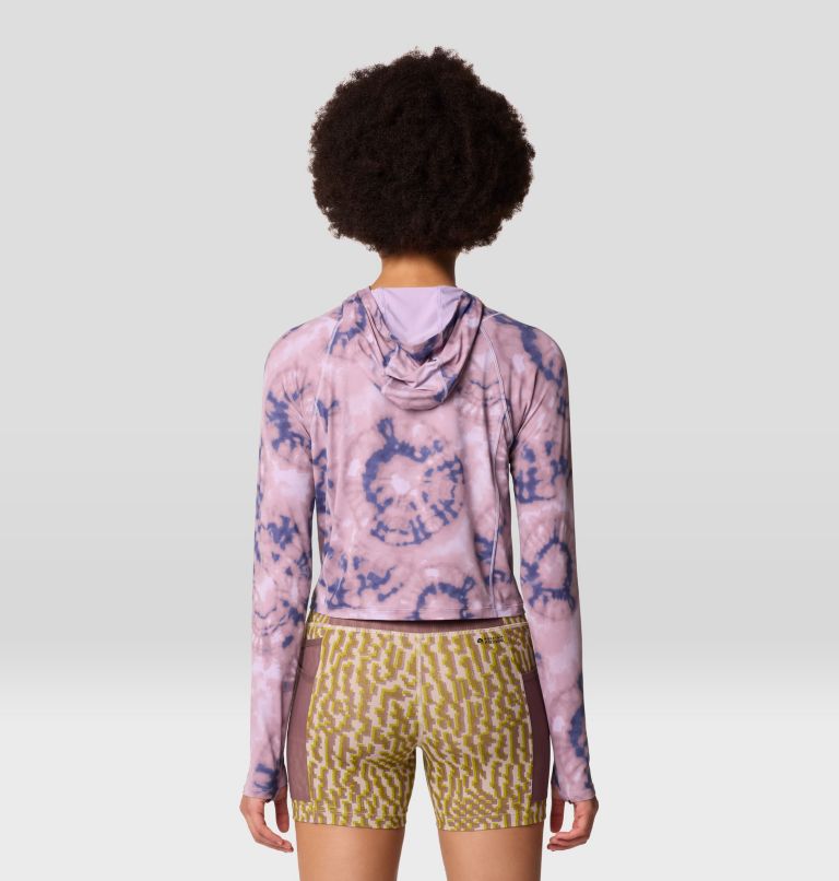 Women's Crater Lake Crop Zip, Color: Wisteria Spore Dye Print, image 2