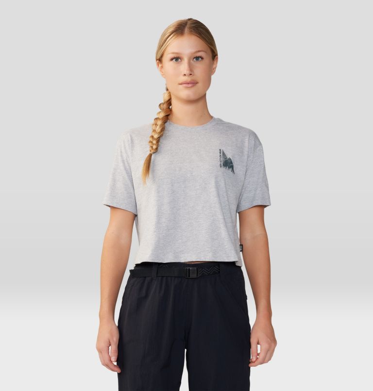 Haut droit court à manches courtes Jagged Peak Femme, Color: Hardwear Grey Heather, image 1