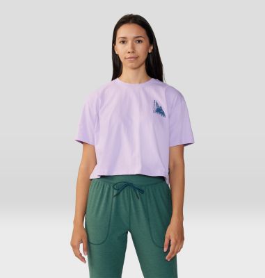 Women's Jagged Peak Boxy Crop Short Sleeve, Color: Wisteria, image 1