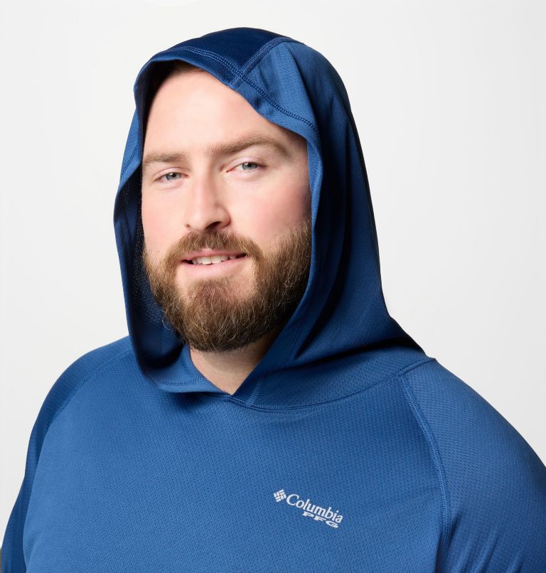 Men's PFG Solar Stream Hoodie - Big, Color: Carbon, image 5