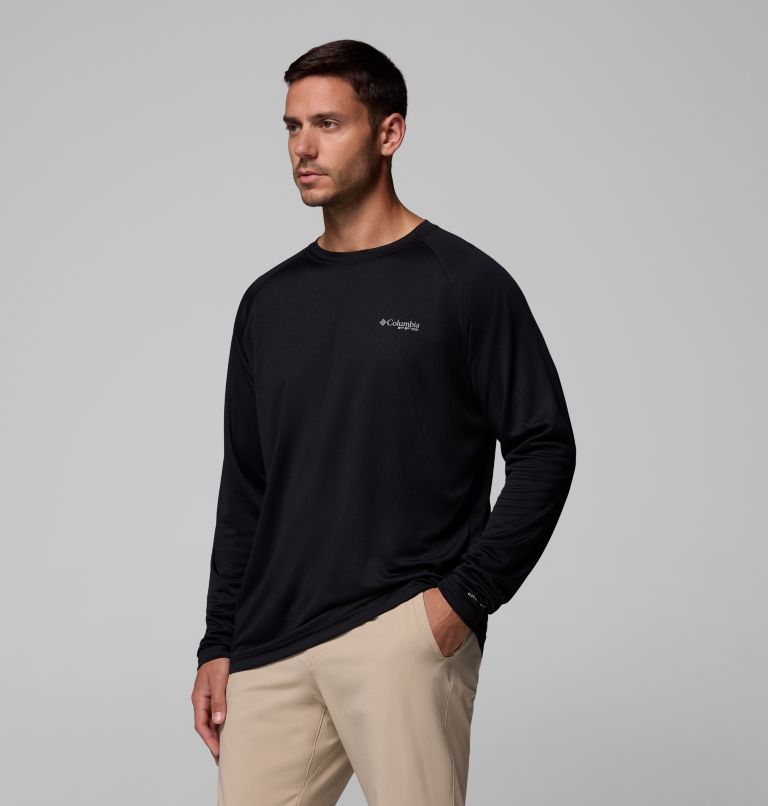 Men's PFG Solar Stream Long Sleeve Shirt, Color: Black, image 4