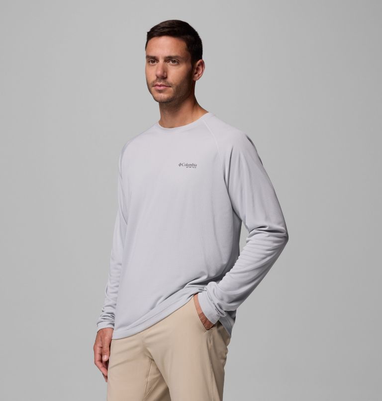 Men's PFG Solar Stream Long Sleeve Shirt, Color: Cool Grey, image 4