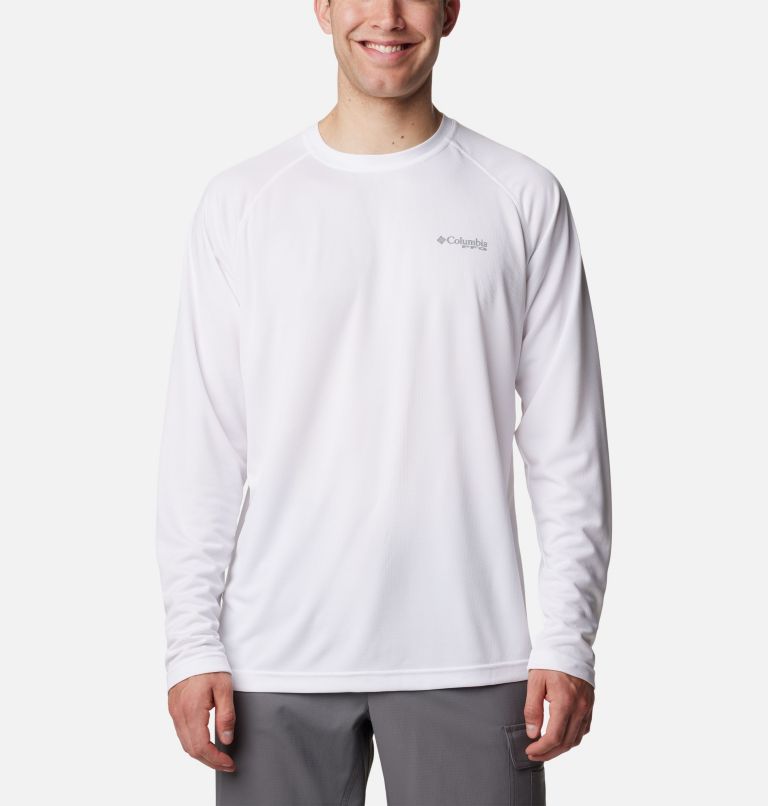 Men's PFG Solar Stream Long Sleeve Shirt, Color: White, image 1