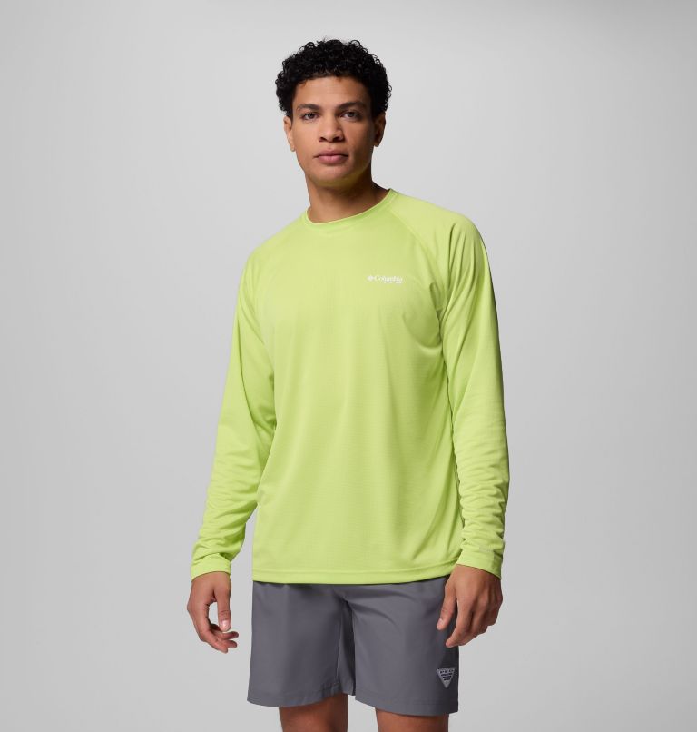 Men's PFG Solar Stream Long Sleeve Shirt, Color: Voltage, image 1