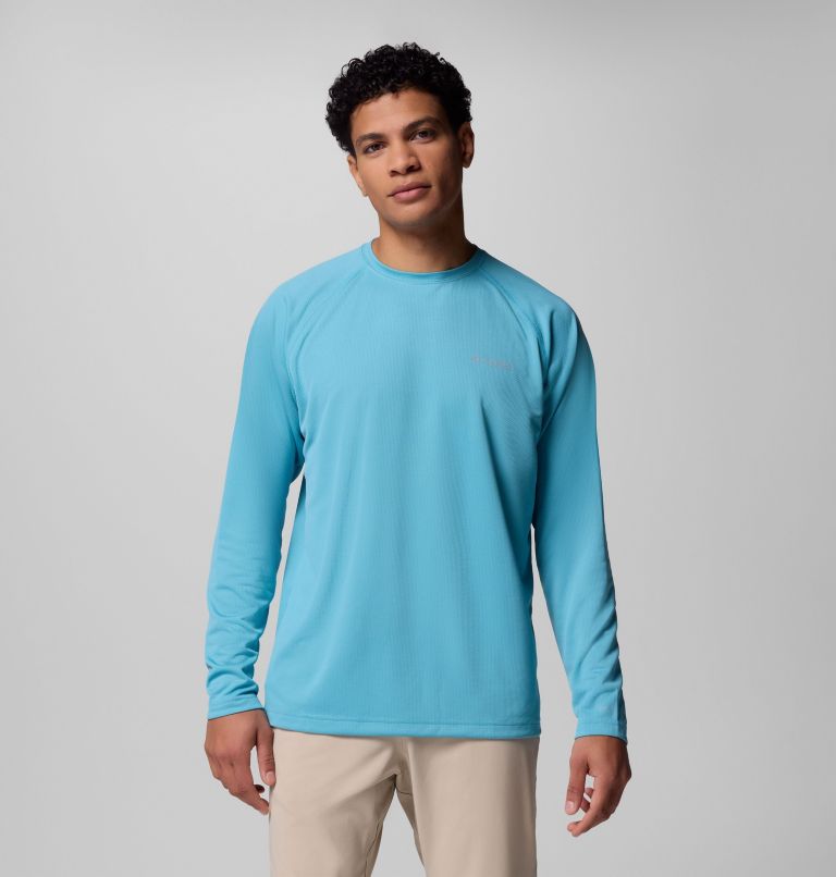 Men's PFG Solar Stream Long Sleeve Shirt, Color: Vintage Blue, image 1