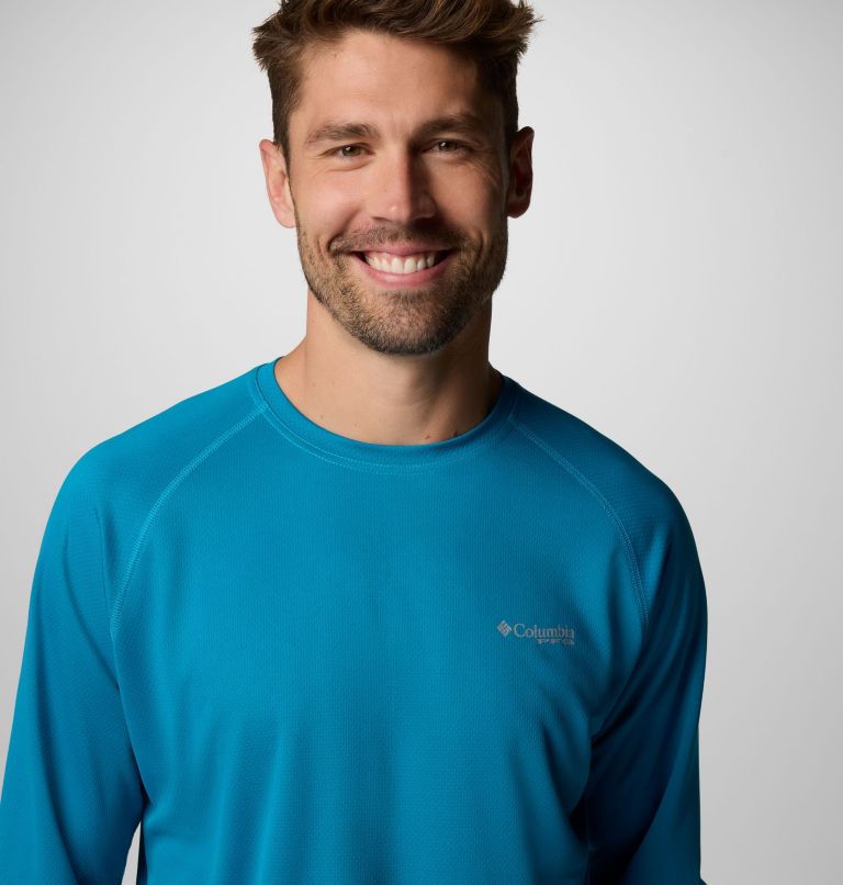 Men's PFG Solar Stream Long Sleeve Shirt, Color: Blue Echo, image 5