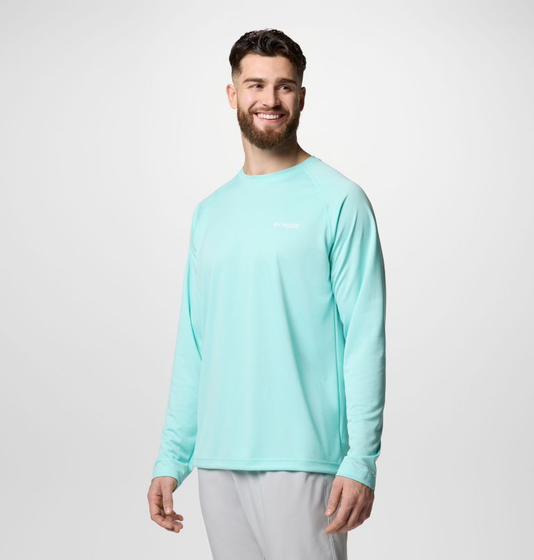 Men's PFG Solar Stream Long Sleeve Shirt, Color: Gulf Stream, image 4