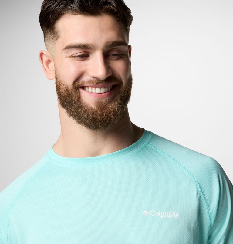 Men's PFG Solar Stream Long Sleeve Shirt, Color: Gulf Stream, image 5