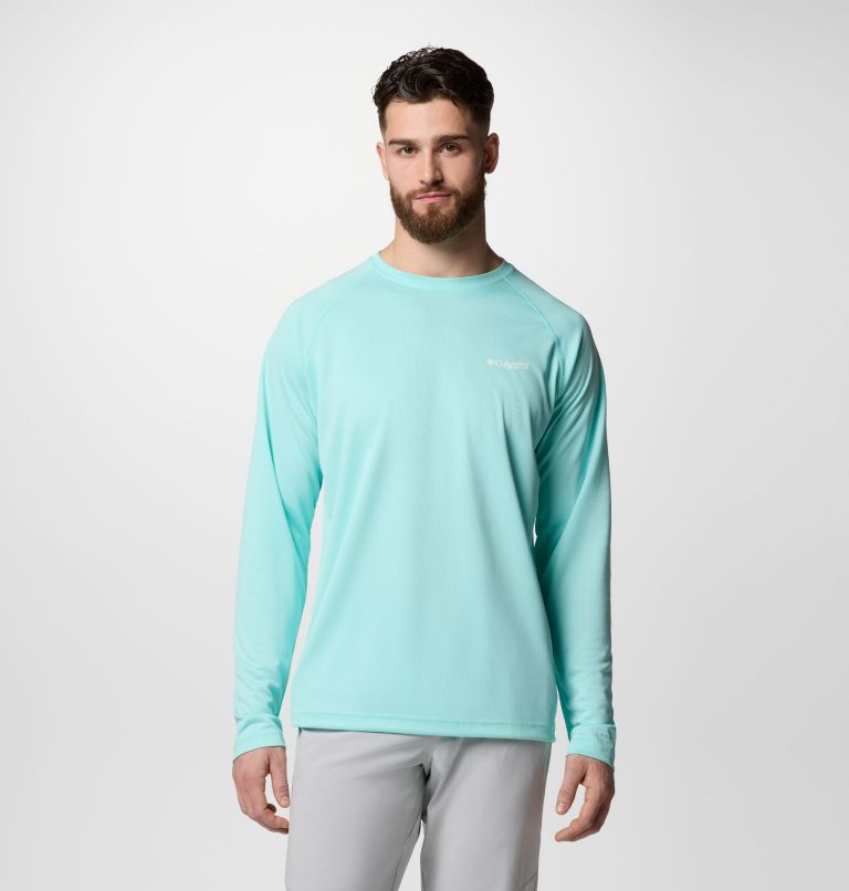 Men's PFG Solar Stream Long Sleeve Shirt, Color: Gulf Stream, image 1