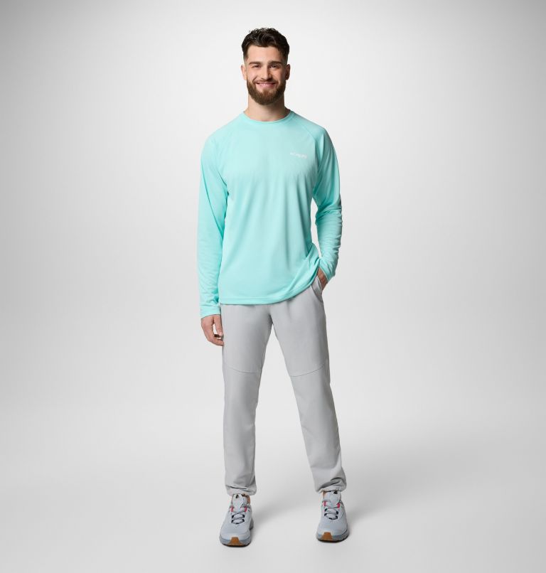 Men's PFG Solar Stream Long Sleeve Shirt, Color: Gulf Stream, image 2
